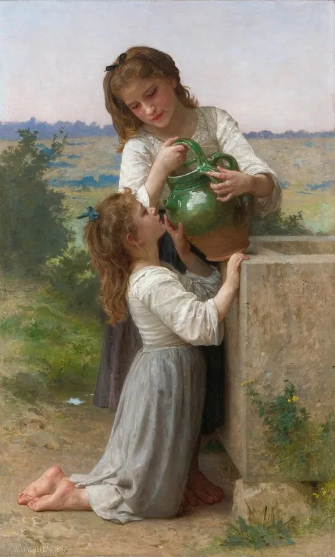 A La Fontaine At The Fountain Wall Art by William Bouguereau - High-Resolution Digital Print