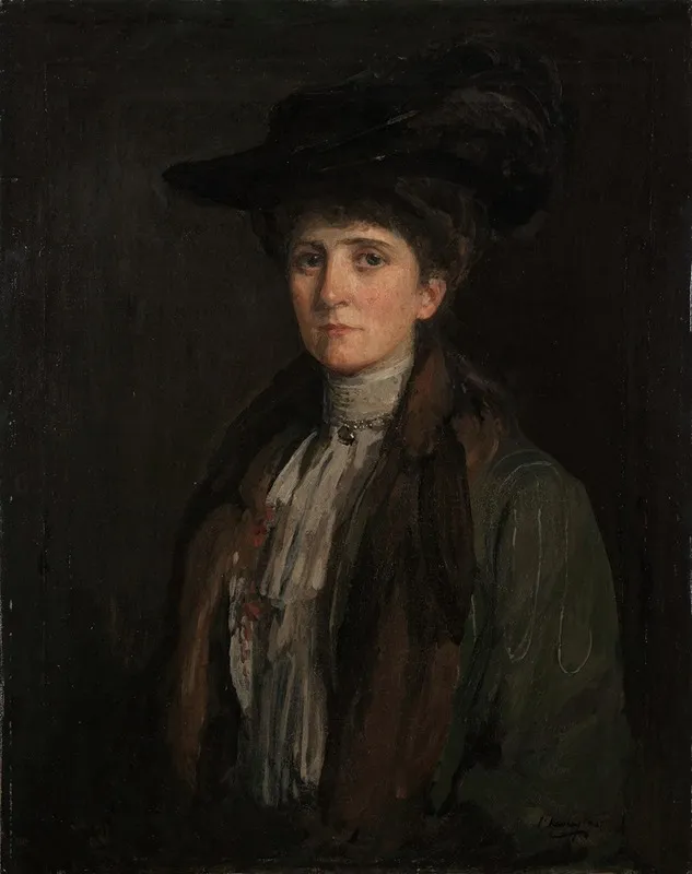 A Lady In Brown Thought To Be Margaret Edith Bannatyne Cobb Wall Art by Sir John Lavery - High-Resolution Digital Print