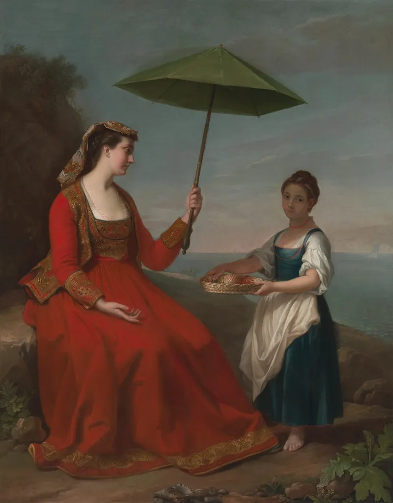 A Lady Of Neturrio A Sea Port In The Popes Territories Wall Art by George James - High-Resolution Digital Print