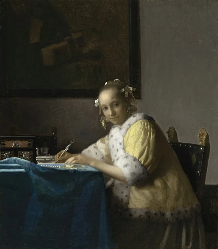 A Lady Writing Wall Art by Johannes Vermeer - High-Resolution Digital Print