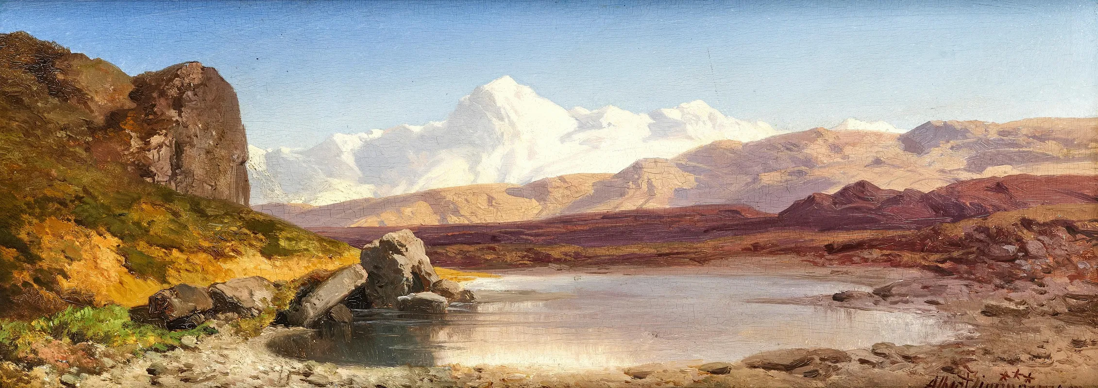 A Lake In The Alps In The Background The Monte Rosa Chain In Switzerland