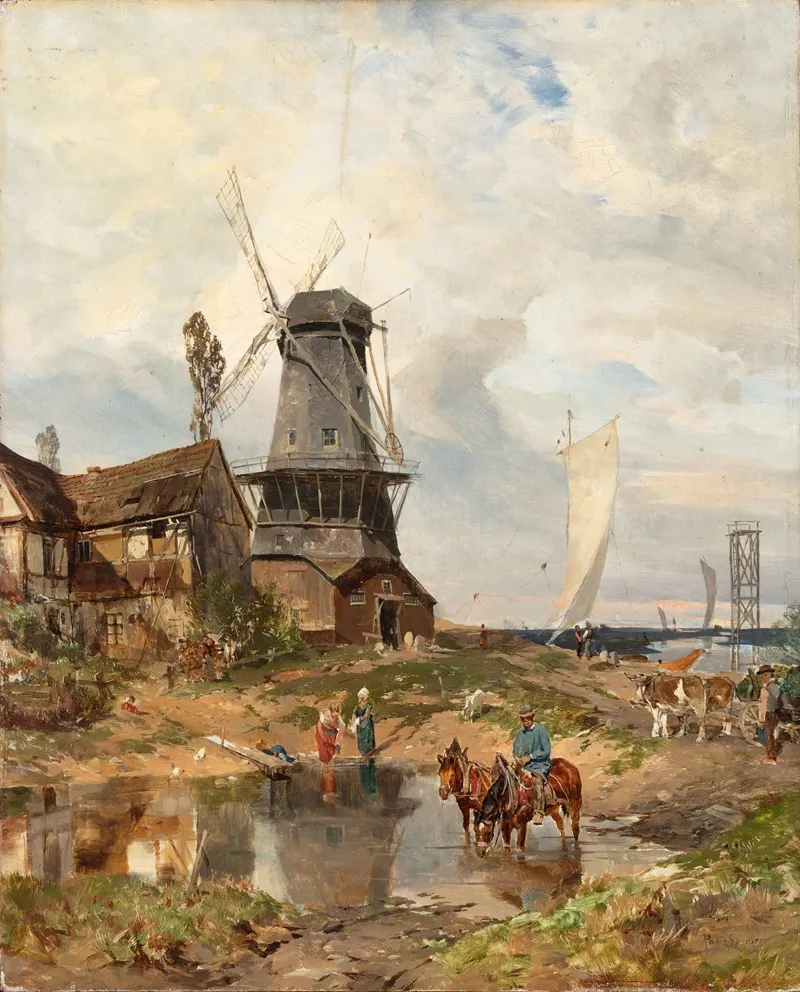 A Landscape With A Mill Wall Art by Joseph Rummelspacher - High-Resolution Digital Print