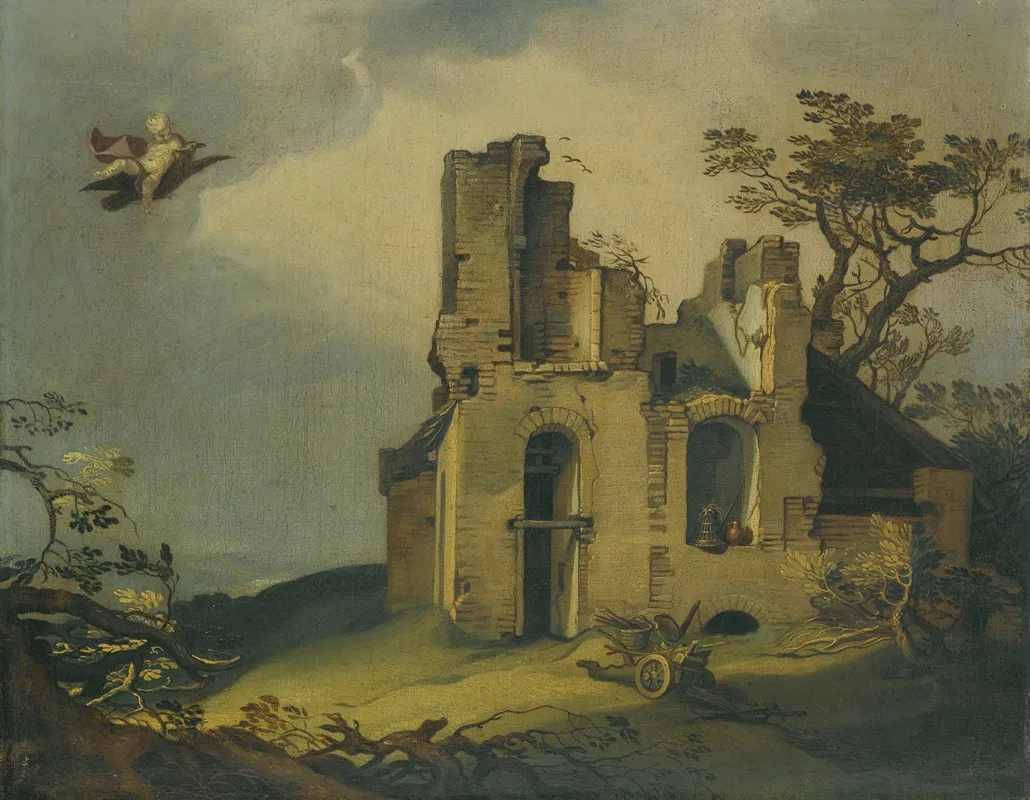 A Landscape With Ruins With The Rape Of Ganymede Wall Art by Abraham Bloemaert - High-Resolution Digital Print