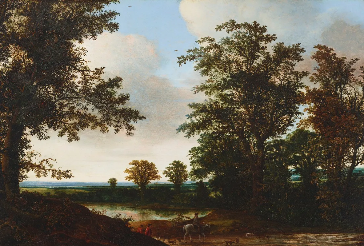 A Landscape With Travelers In The Foreground Wall Art by Hendrik Cornelisz. Vroom - High-Resolution Digital Print