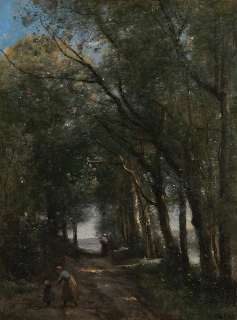 A Lane Through The Trees Wall Art by Jean-Baptiste-Camille Corot - High-Resolution Digital Print