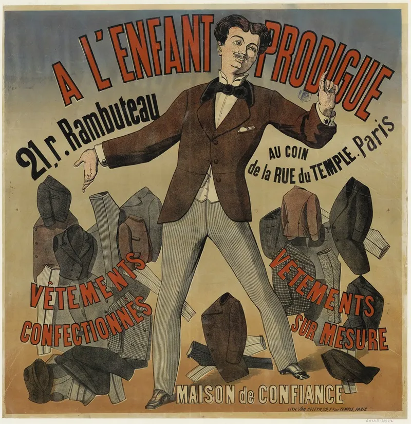 A Lenfant Prodigue 21 Rue Rambuteau Wall Art by Lith. Van Geleyn - High-Resolution Digital Print