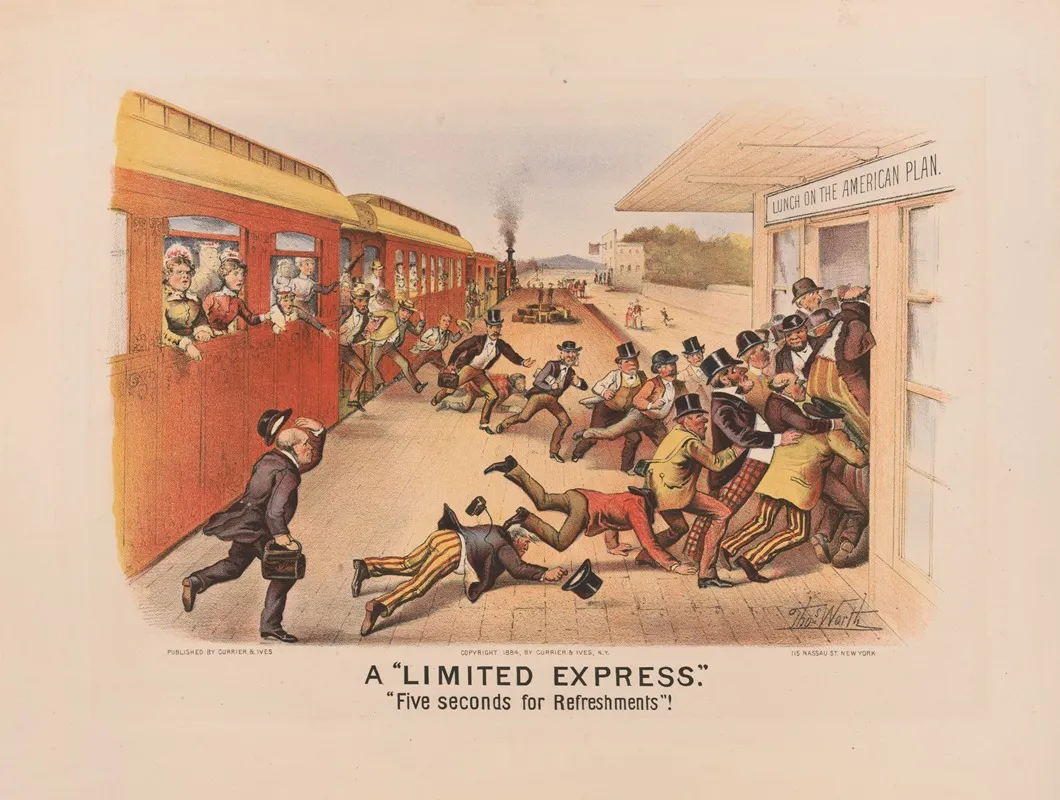 A Limited Express Five Seconds For Refreshments Wall Art by Thomas Worth - High-Resolution Digital Print