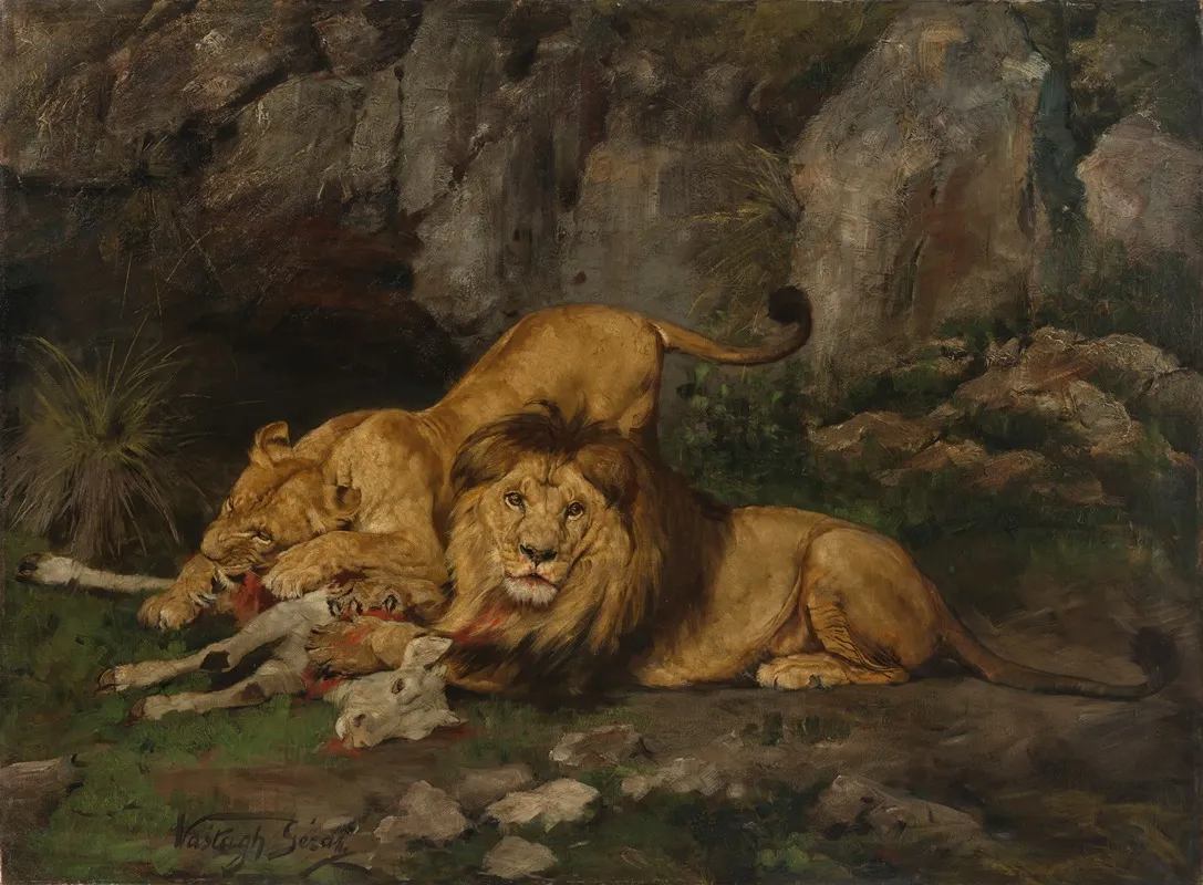 A Lion And Lioness After The Kill