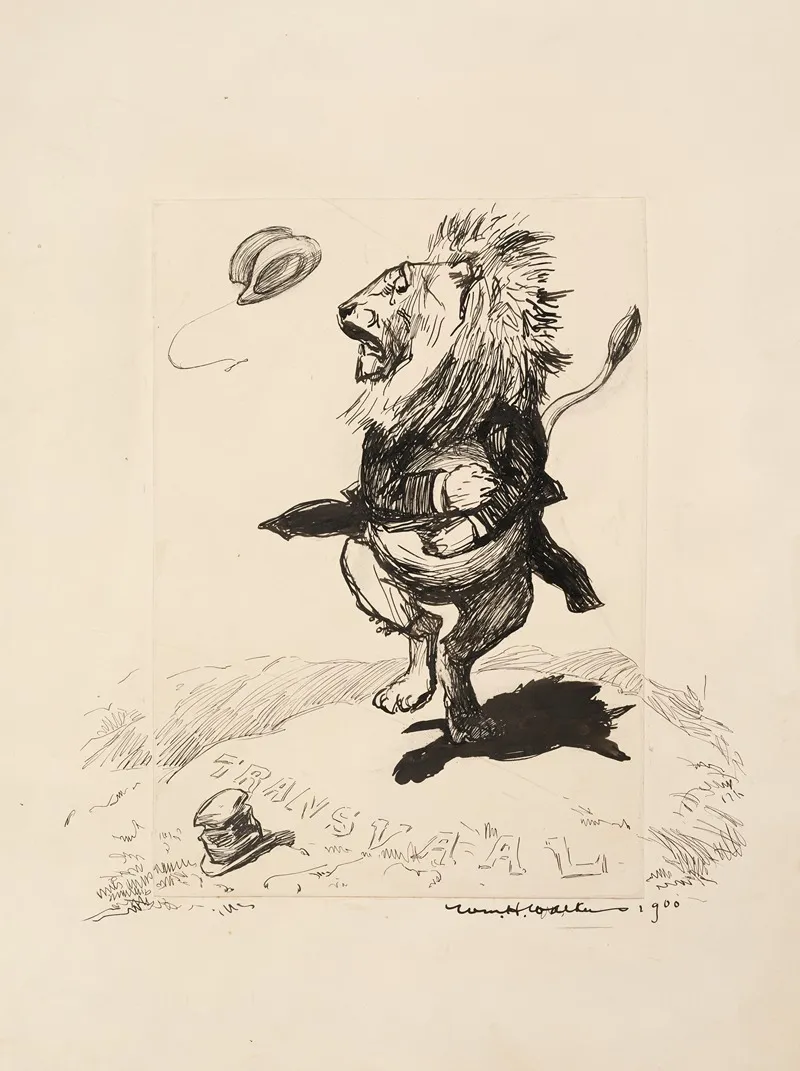 A Lion In A Suit Great Britain Stands On A Hill Labeled Transvaal And Looks Worried