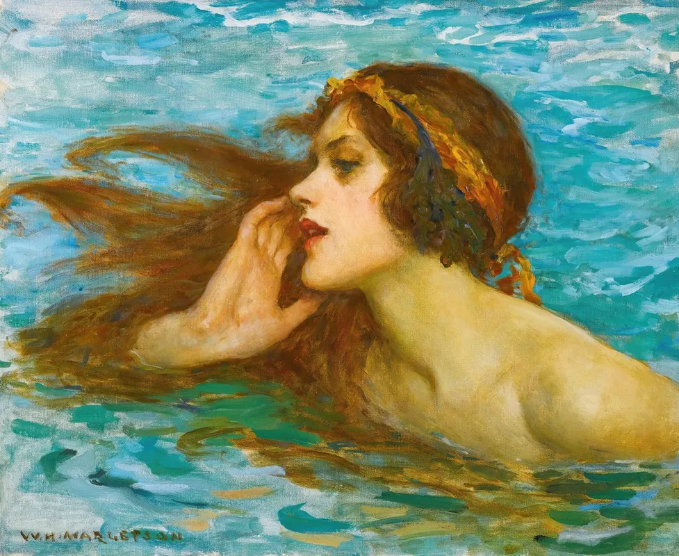 A Little Sea Maiden Wall Art by William Henry Margetson - High-Resolution Digital Print