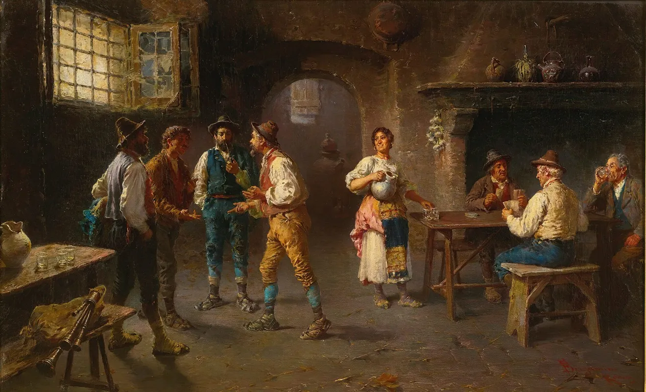 A Lively Discussion Wall Art by Francesco Bergamini - High-Resolution Digital Print