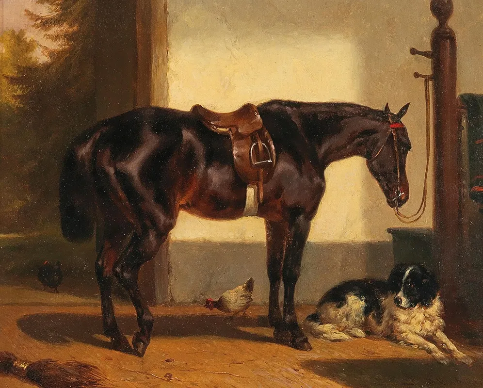 A Loyal Friend In The Horse Stable Wall Art by Wouterus Verschuur - High-Resolution Digital Print