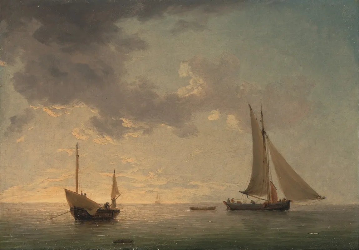 A Lugger And A Smack In Light Airs Wall Art by Charles Brooking - High-Resolution Digital Print