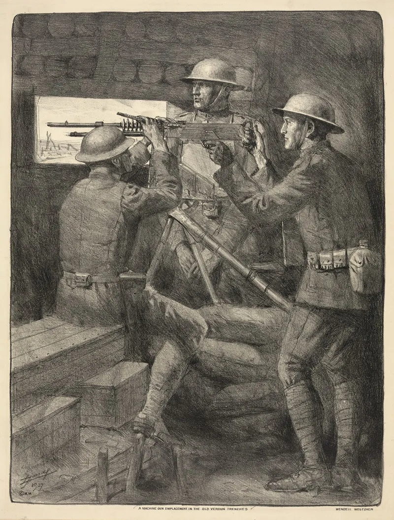 A Machine Gun Emplacement In The Old Verdun Trenches