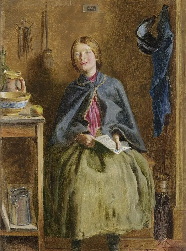 A Maid Learning To Read Wall Art by Frederick Smallfield - High-Resolution Digital Print