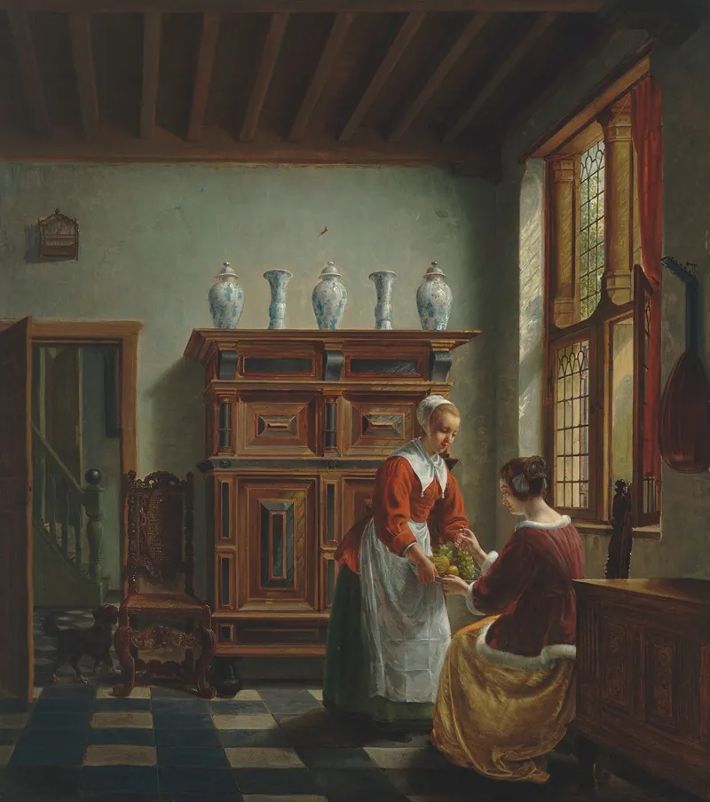 A Maid Serving Fruit Wall Art by Hubertus van Hove - High-Resolution Digital Print