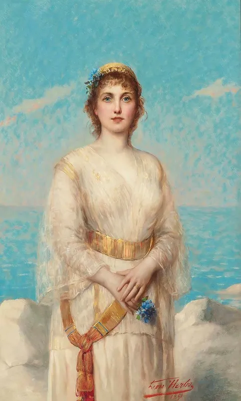 A Maiden On The Shore Wall Art by Léon Herbo - High-Resolution Digital Print