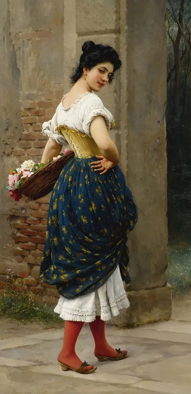 A Maiden With A Basket Of Roses