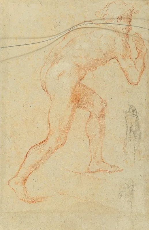 A Male Nude In Profile Climbing A Staircase Wall Art by Baldassarre Franceschini - High-Resolution Digital Print