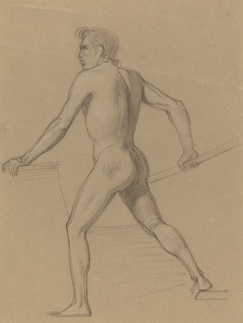 A Male Nude Moving To The Left