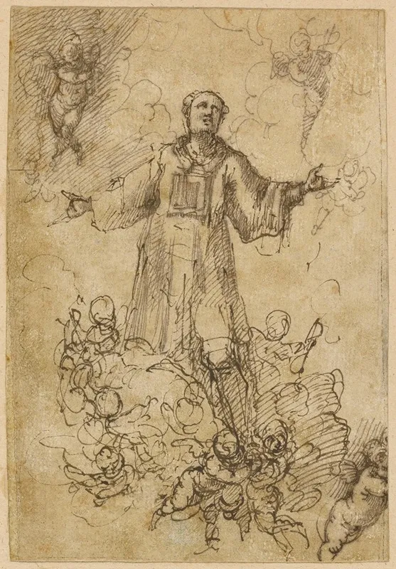 A Male Saint In Glory Wall Art by Pedro Atanasio Bocanegra - High-Resolution Digital Print