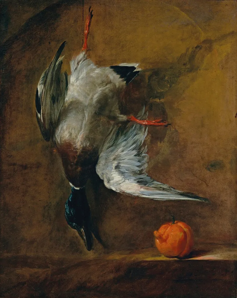 A Mallard And A Bitter Orange Wall Art by Jean Siméon Chardin - High-Resolution Digital Print