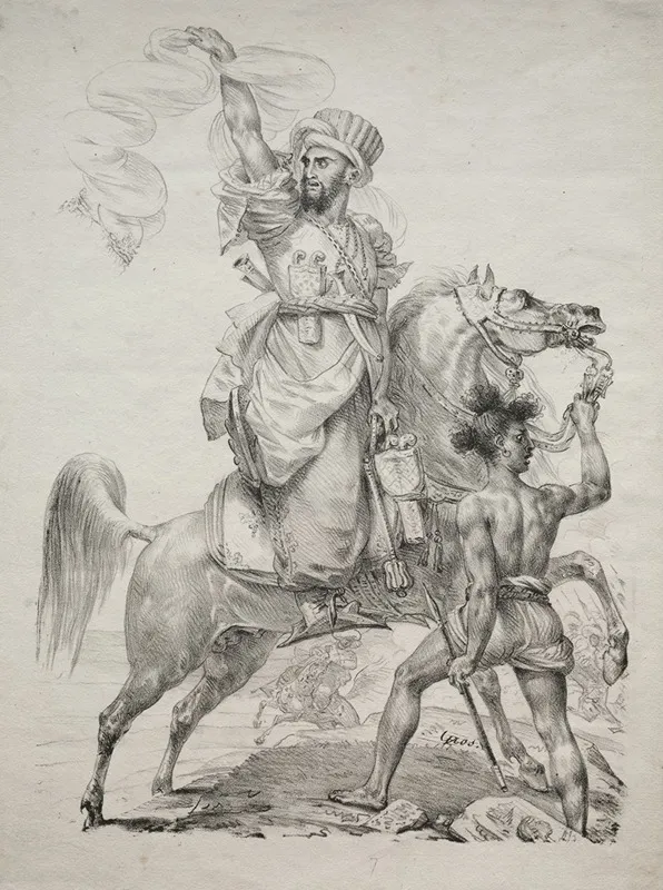 A Mameluke Chief On Horseback Signaling For Help