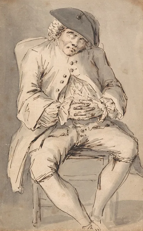 A Man Asleep With Hands Crossed In A Chair