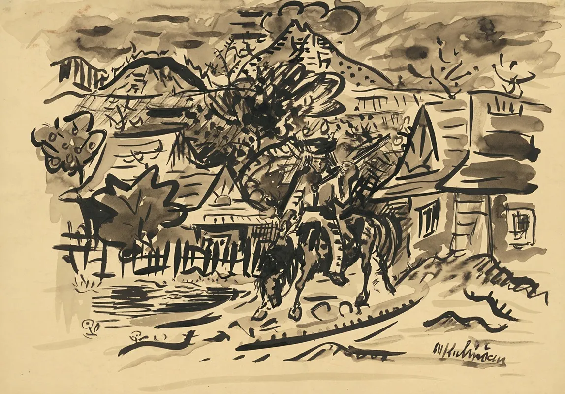 A Man From Orava On A Horse Wall Art by Arnold Peter Weisz-Kubínčan - Canvas Print