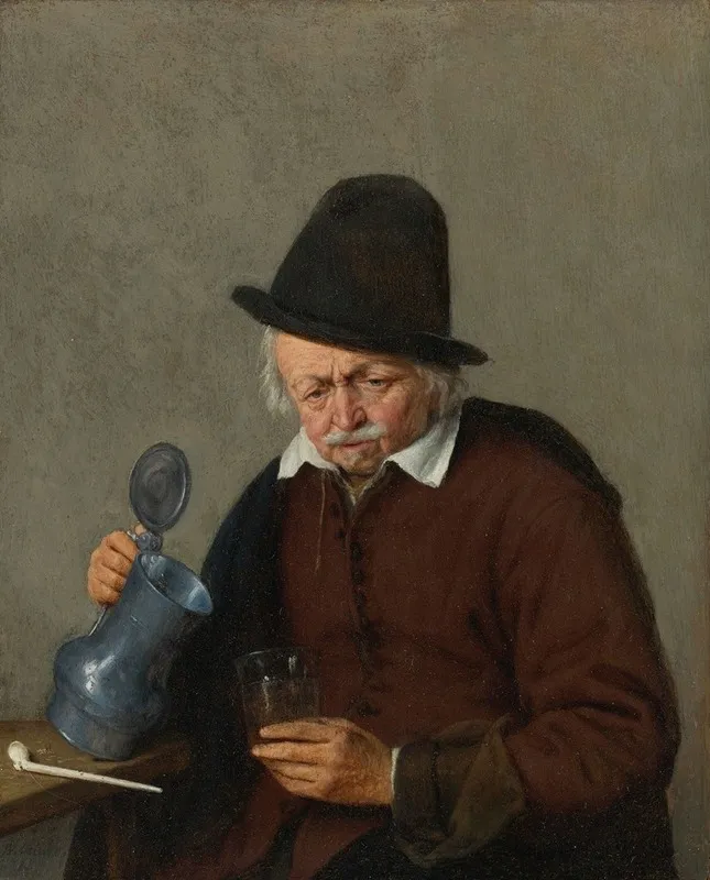 A Man Holding A Tankard And A Glass Wall Art by Adriaen van Ostade - High-Resolution Digital Print