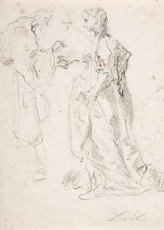 A Man Holding The Hand Of A Woman Another Woman Looking On Wall Art by Johann Christoph Liska - High-Resolution Digital Print