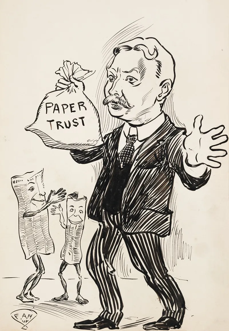 A Man Holds A Bag Labeled Paper Trust