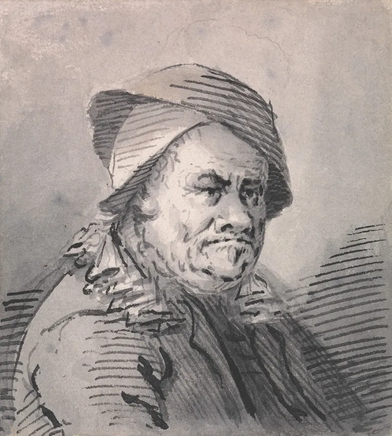 A Man In Eccentric Head Gear And Collar Wall Art by Francis Le Piper - High-Resolution Digital Print