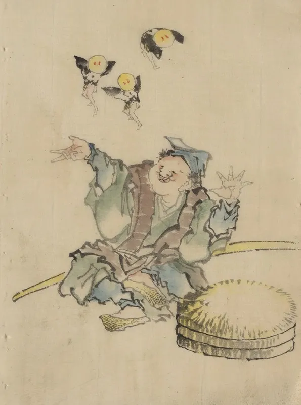 A Man Sitting On The Ground Wall Art by Katsushika Hokusai - High-Resolution Digital Print