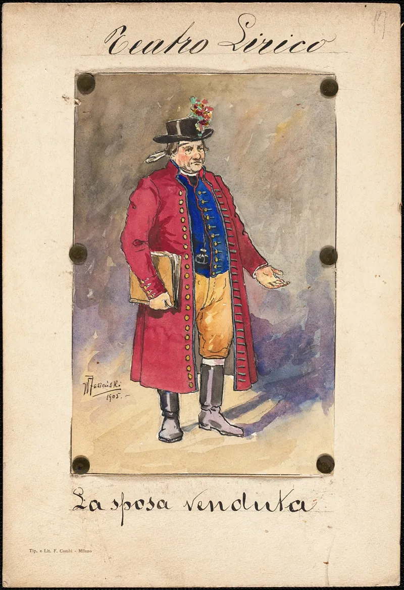 A Man Stands In Three Quarter Profile Holding A Book With His Hand Outstretched Wall Art by W. Fasienski - High-Resolution Digital Print