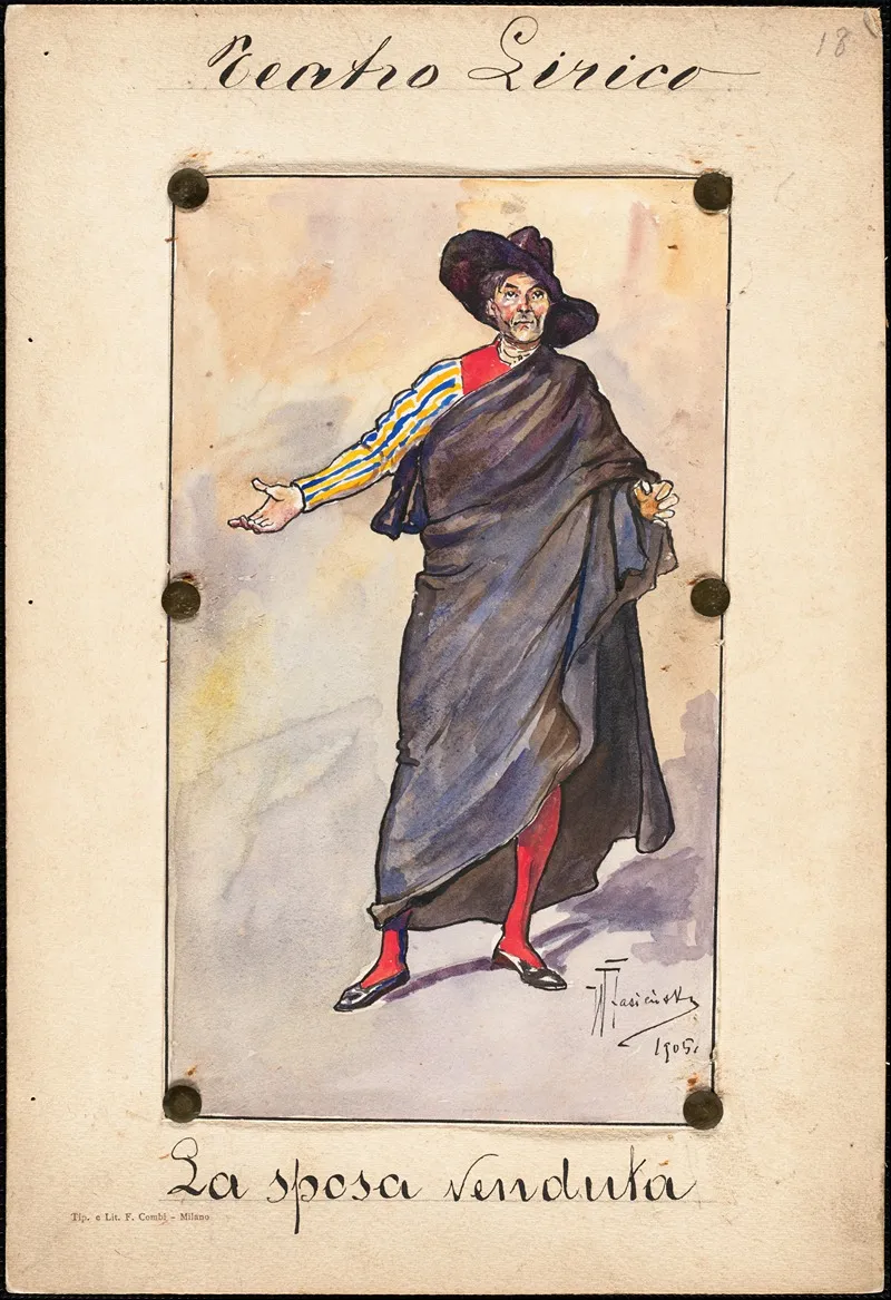 A Man Stands With Arm Outstretched Wearing A Toga Like Garb Wall Art by W. Fasienski - High-Resolution Digital Print