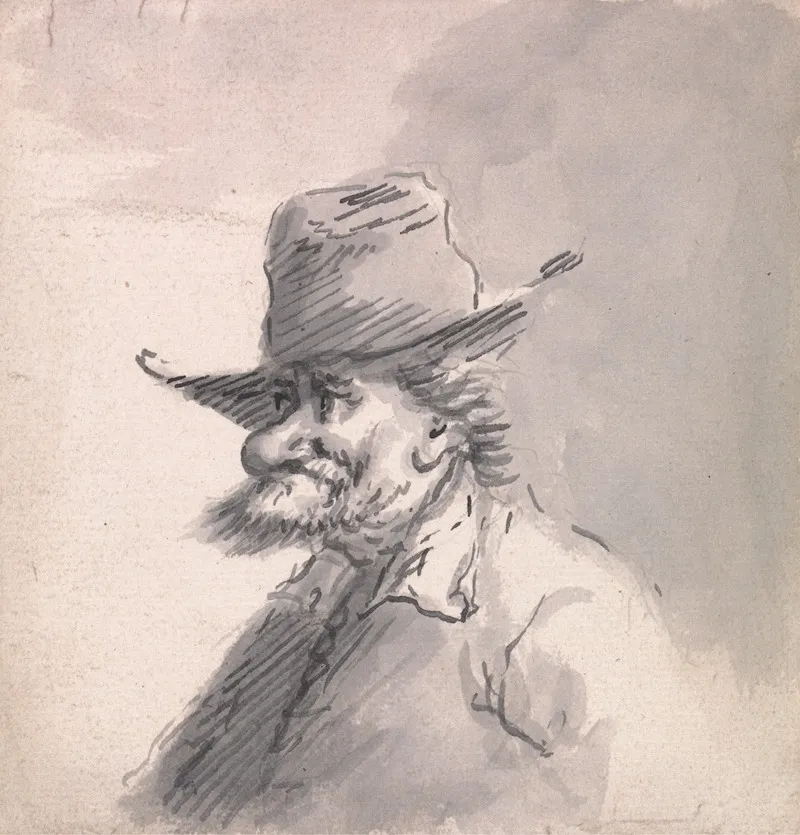 A Man With A Bottle Nose Wearing A Hat Wall Art by Francis Le Piper - High-Resolution Digital Print