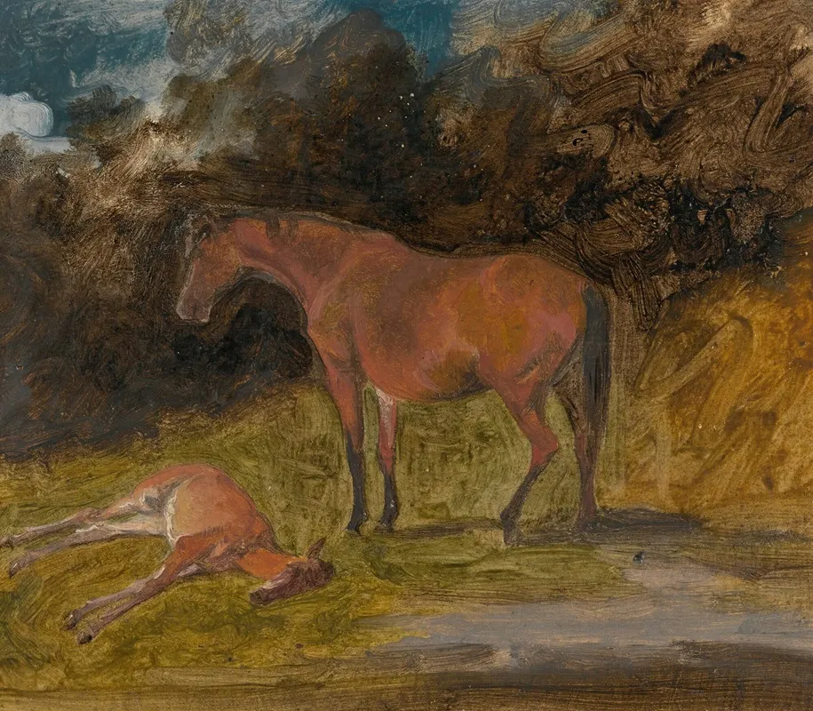 A Mare And Foal Prince Of Waless Stud Aston Clinton Wall Art by George Garrard - High-Resolution Digital Print