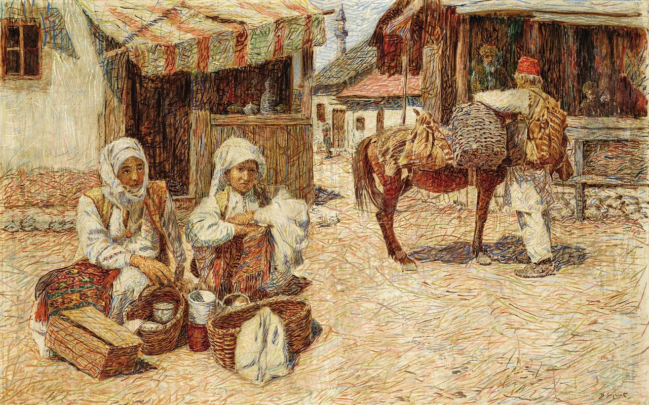 A Market Scene 4 Wall Art by Spiro Bocaric - High-Resolution Digital Print