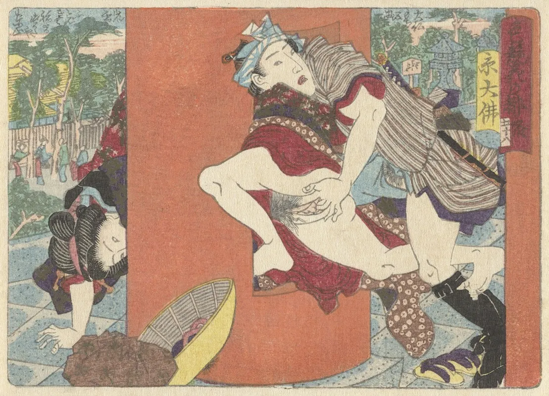 A Meeting At The Temple Wall Art by Utagawa Kunisada (Toyokuni III) - High-Resolution Digital Print