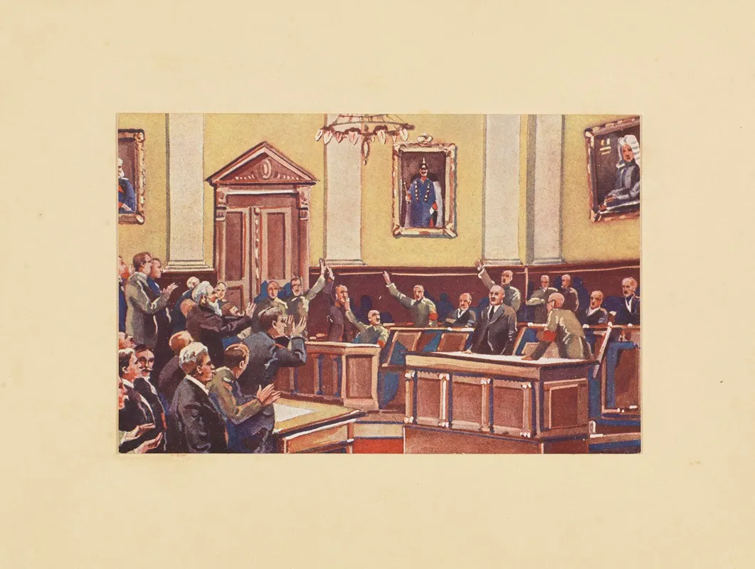 A Meeting Convened By The Council Of Soldiers And Workers In The City Council Hall In Poznan On Monday November 11 1918 Wall Art by Leon Prauziński - High-Resolution Digital Print