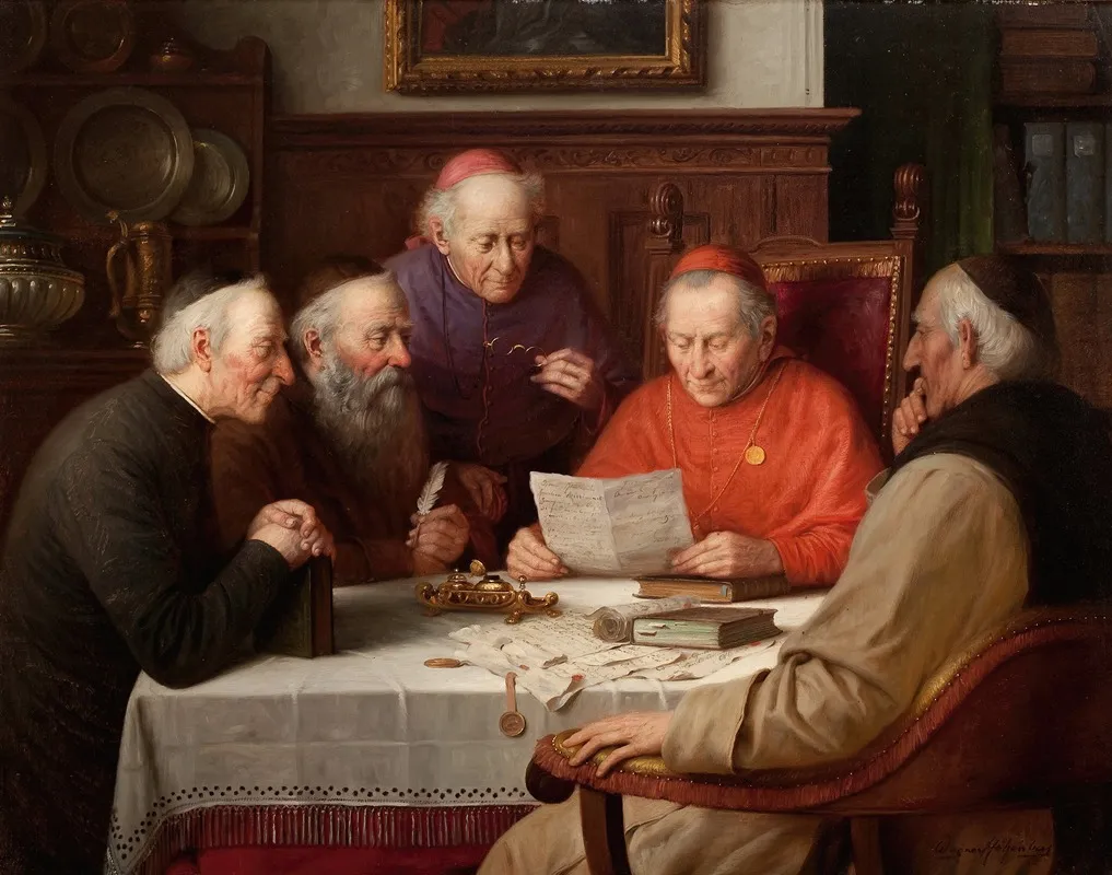 A Meeting Of The Cardinals Catholic Clergymen Wall Art by Josef Wagner-Höhenberg - High-Resolution Digital Print