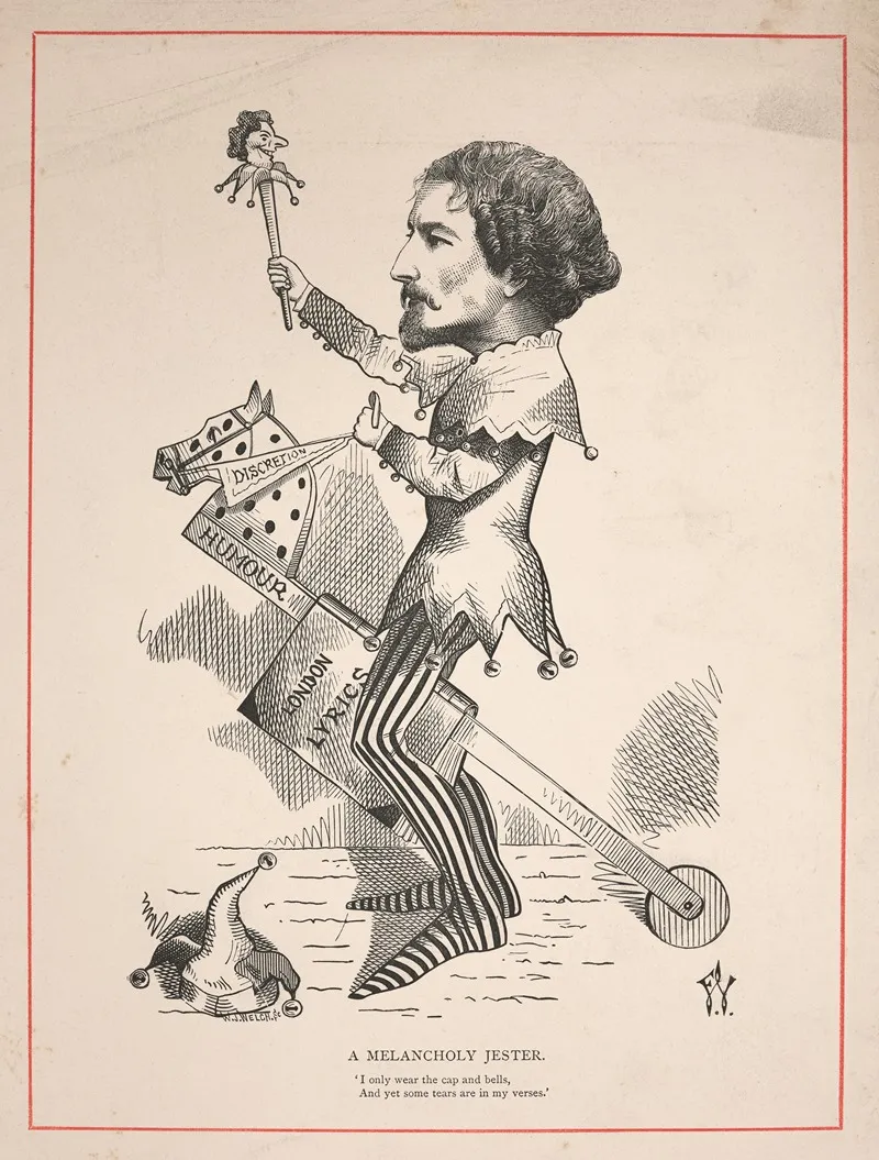 A Melancholy Jester Frederick Locker Wall Art by Frederick Waddy - High-Resolution Digital Print