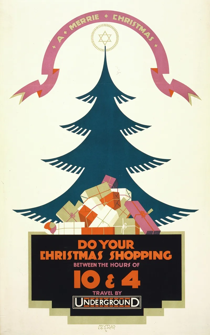 A Merrie Christmas Do Your Shopping Between The Hours Of 10 And 4 Travel By Underground Wall Art by Austin Cooper - High-Resolution Digital Print
