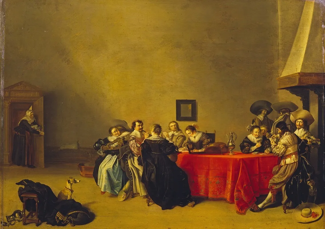 A Merry Company At Table Wall Art by Hendrik Gerritsz Pot - High-Resolution Digital Print
