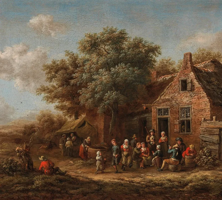 A Merry Company In Front Of A Village Inn Wall Art by Barent Gael - High-Resolution Digital Print