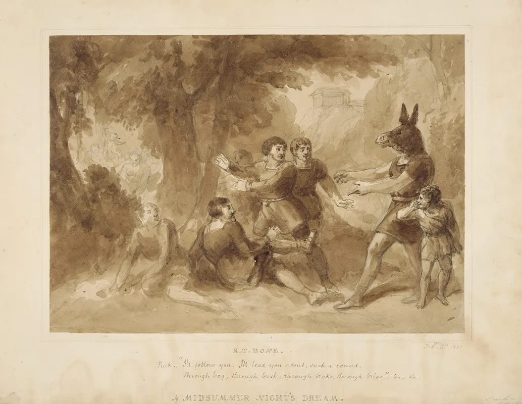 A Midsummer Nights Dream Act Iii Scene 1 Puck Ill Follow You Ill Lead You About Wall Art by Robert Trewick Bone - High-Resolution Digital Print