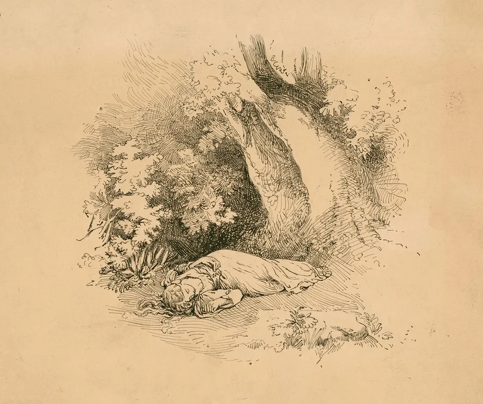 A Midsummer Nights Dream Hermia Sleeping Wall Art by Fanny Railton - High-Resolution Digital Print