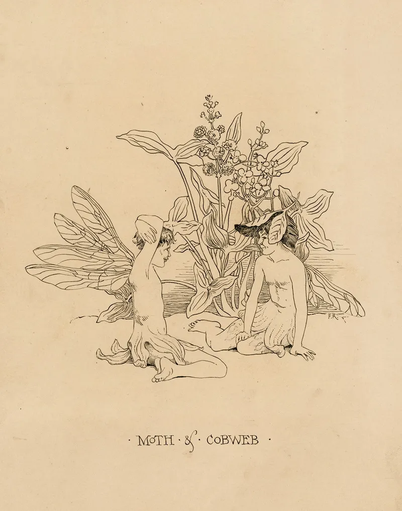 A Midsummer Nights Dream Moth Cobweb Wall Art by Fanny Railton - High-Resolution Digital Print