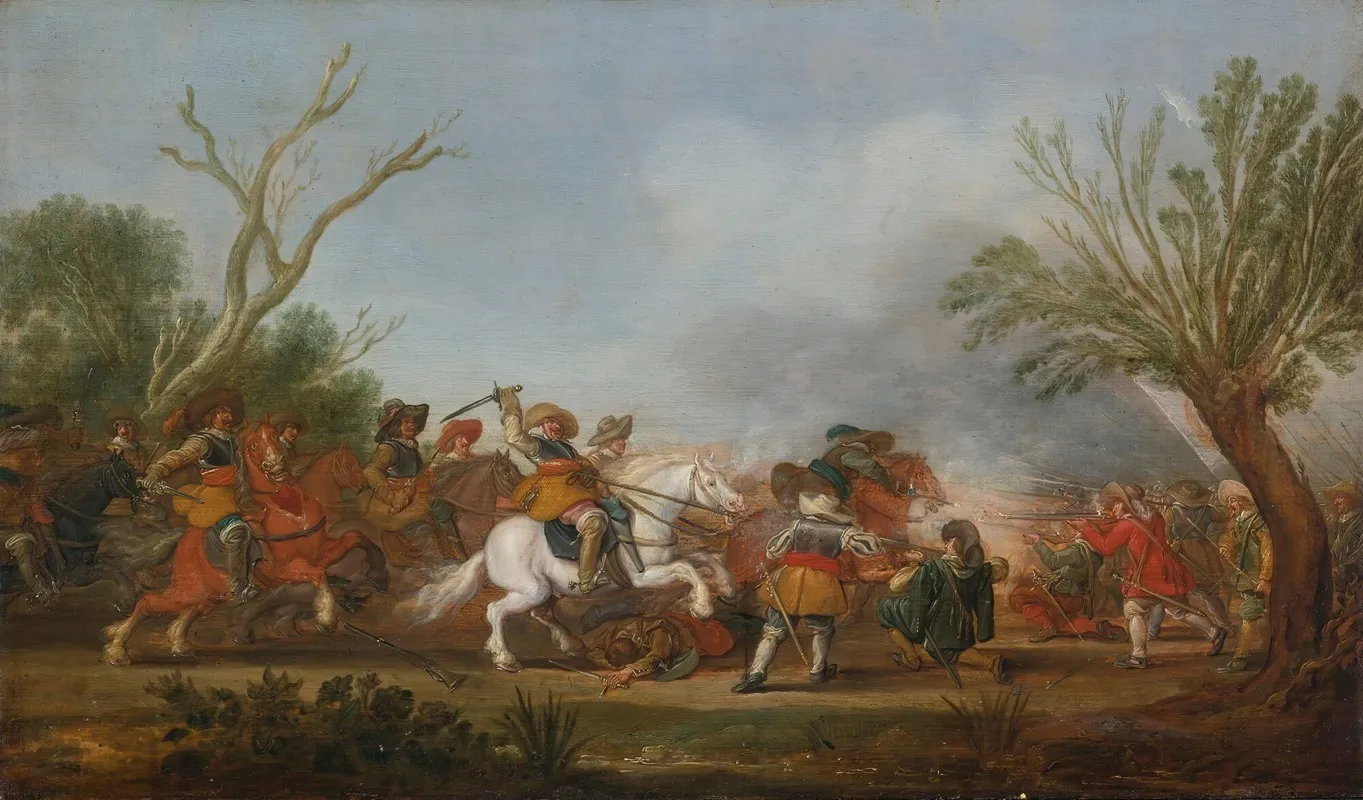 A Military Engagement Wall Art by Palamedes Palamedesz - High-Resolution Digital Print